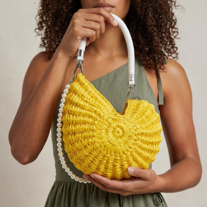 Pearl Woven Crescent Bag