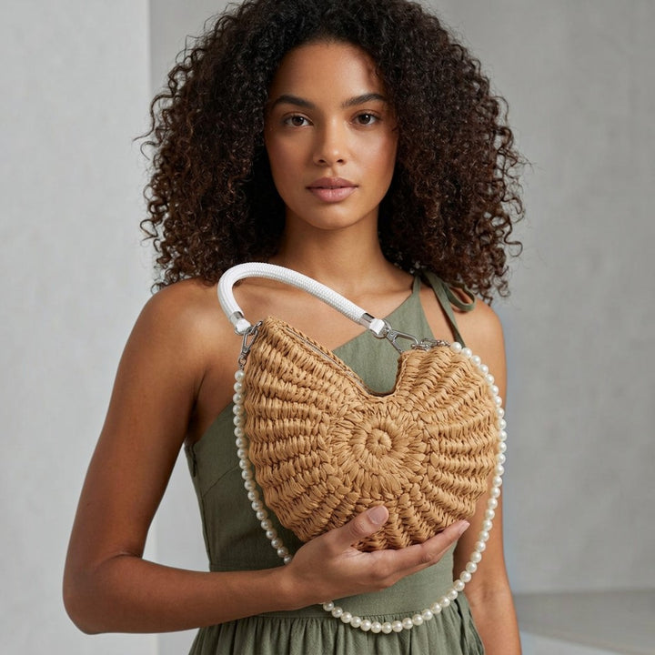 Pearl Woven Crescent Bag