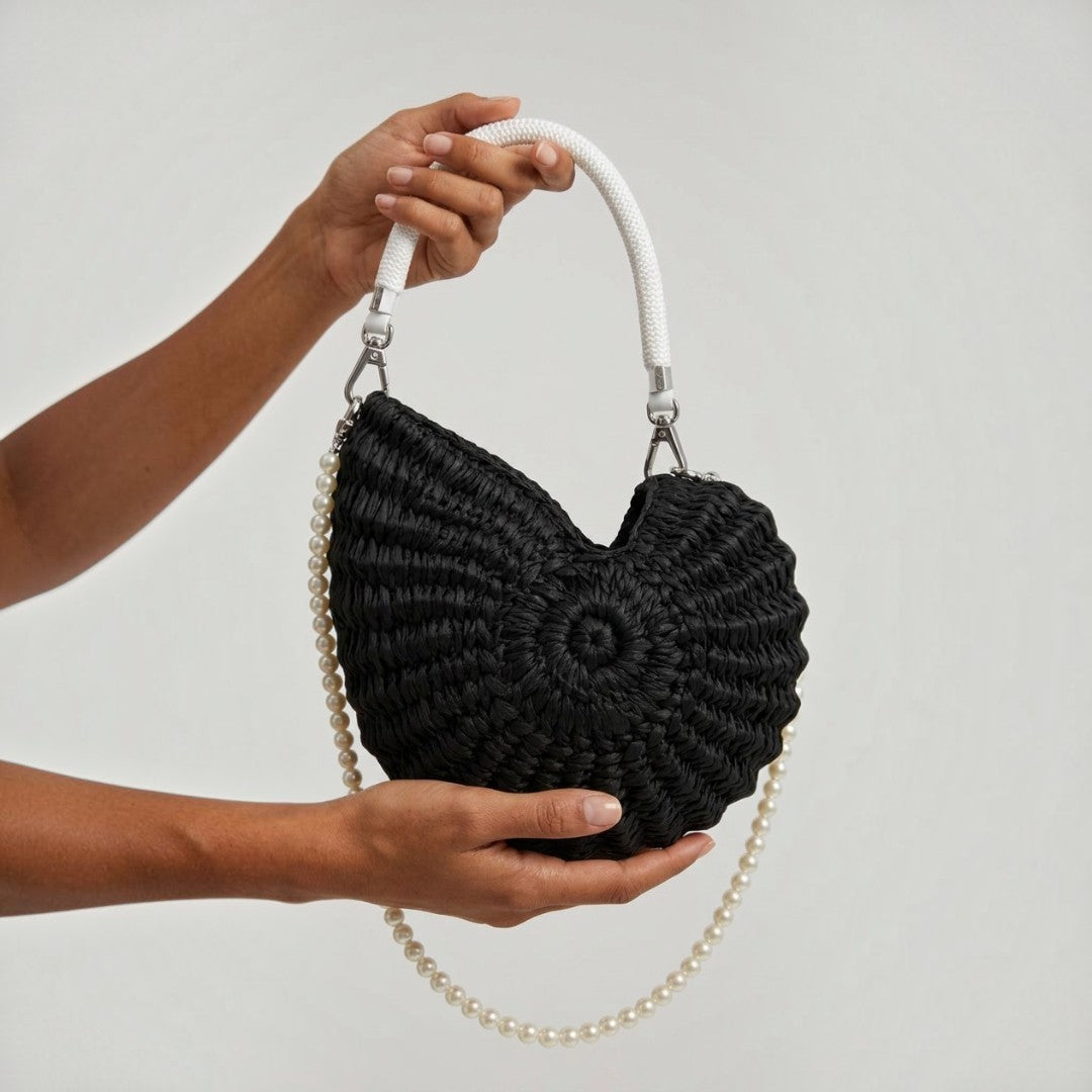 Pearl Woven Crescent Bag