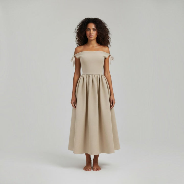Sage Élégance Maxikleid