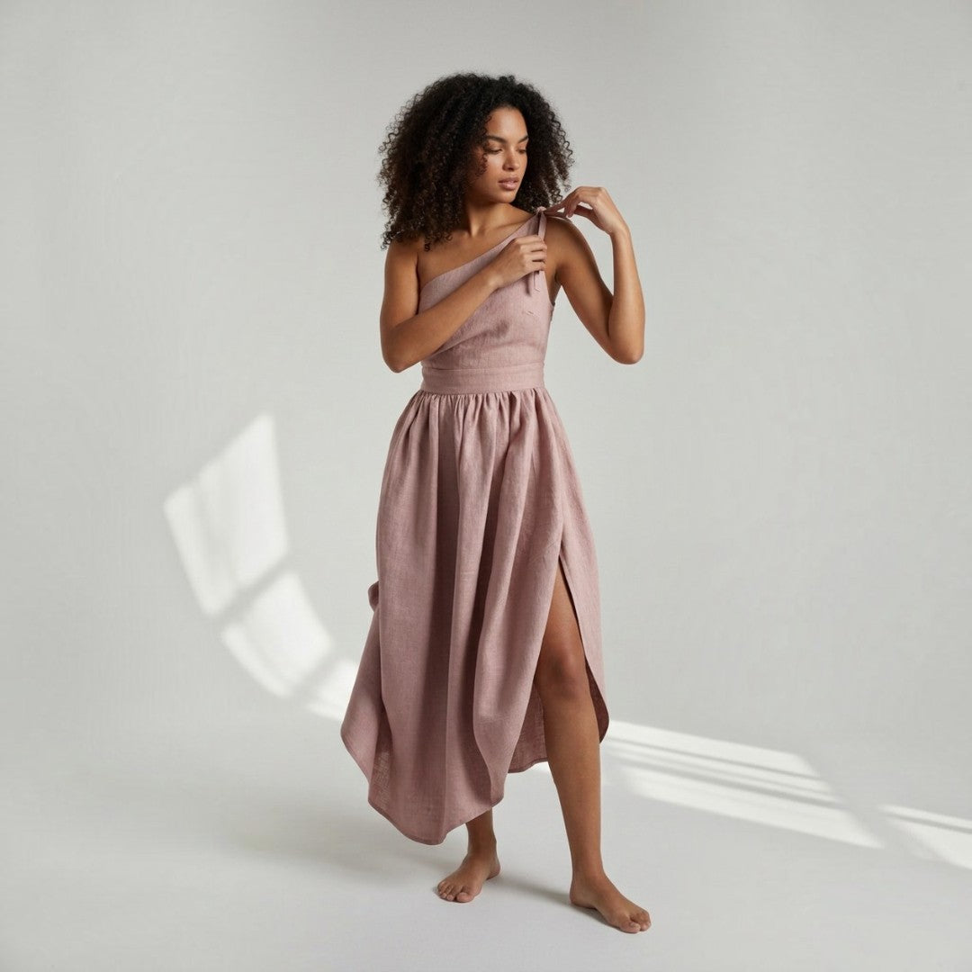 Sage Élégance Maxikleid