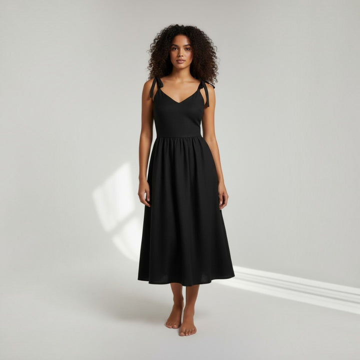 Sage Élégance Maxikleid